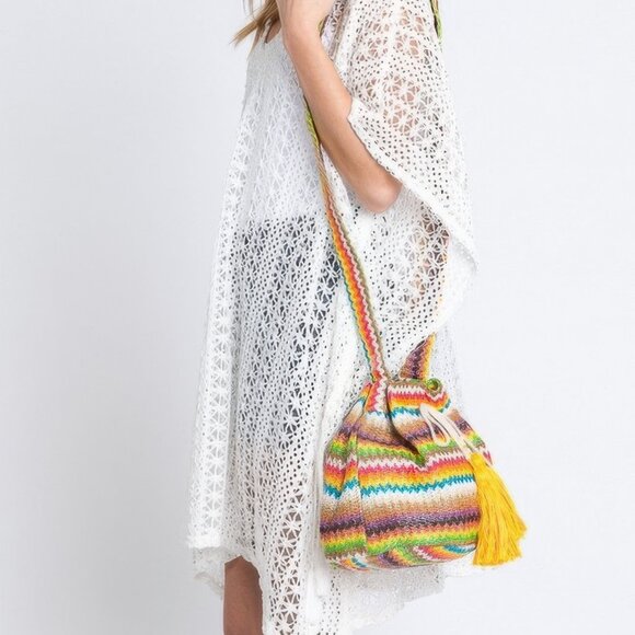 Multi Color Chevron Bucket Bag - Picture 3 of 4